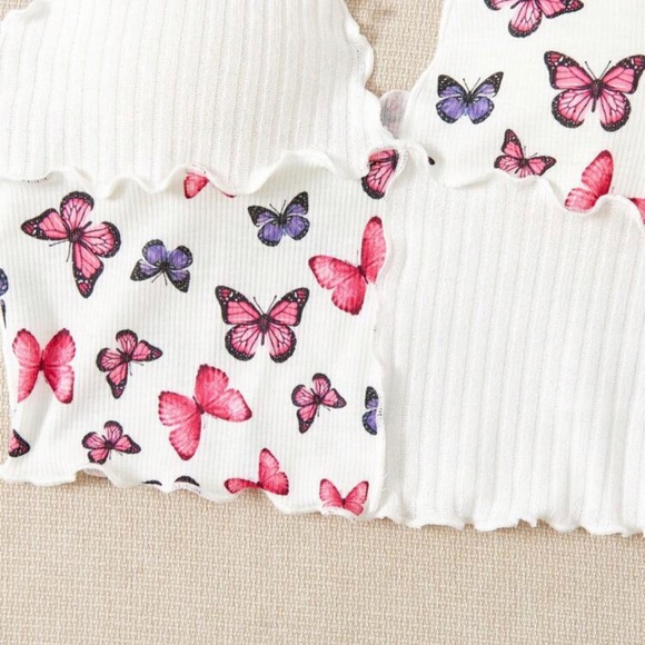 Butterfly Print Lettuce Trim Halter Top *NEW* - Picture 5 of 6